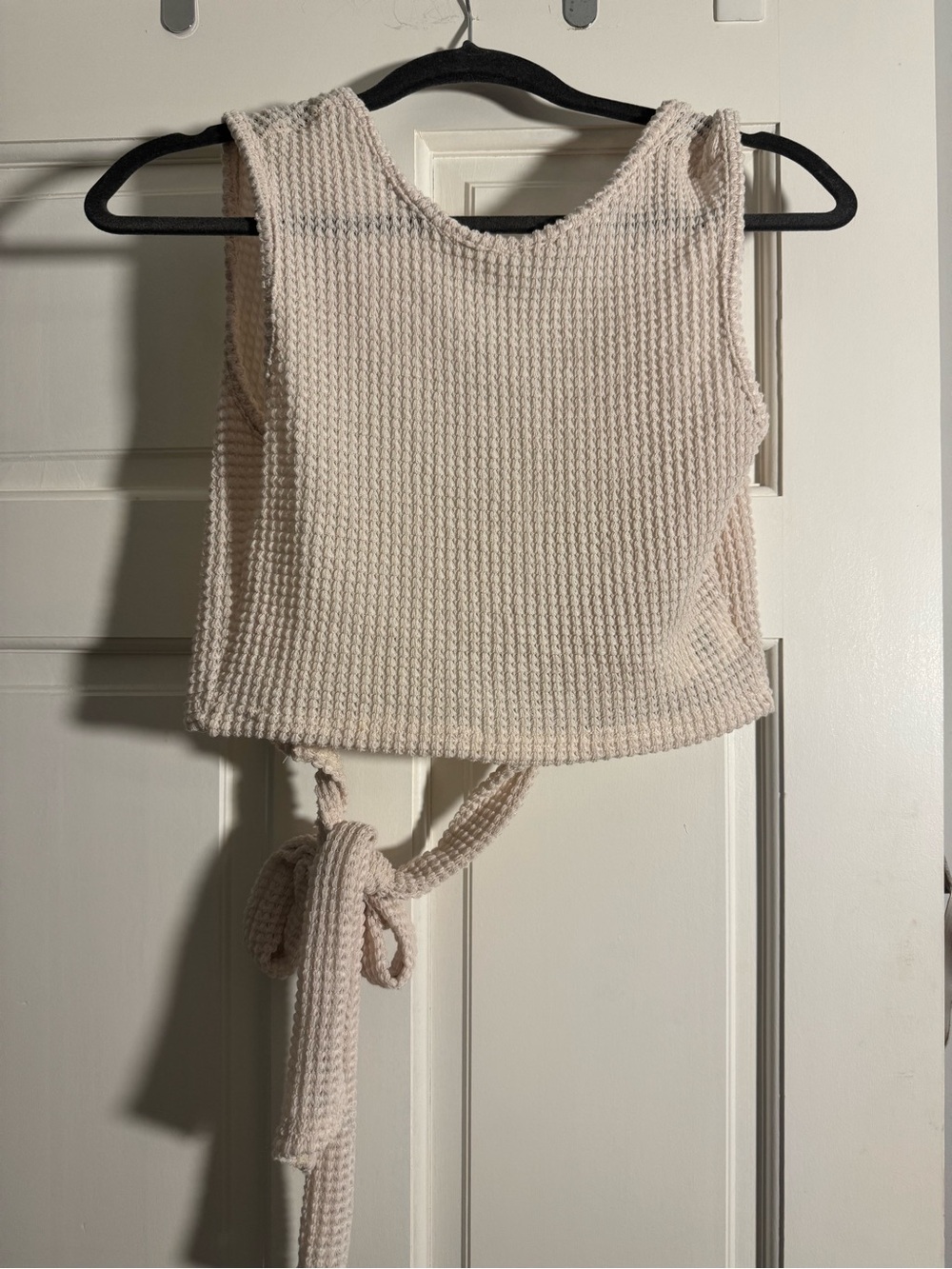 SHEIN Cream Tie-Back Knit Crop Top